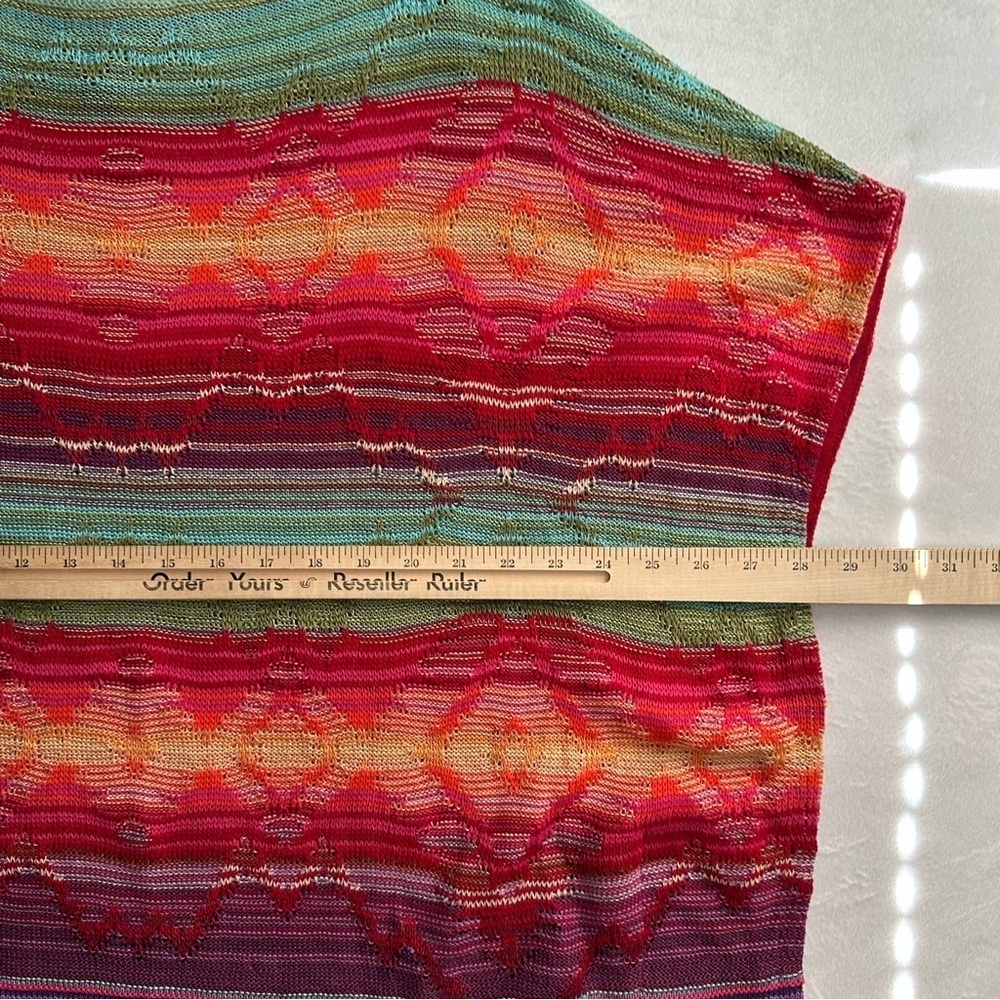 Lauren Ralph Lauren Womens Rainbow Linen Kaftan Top XL Poncho Aztec Southwest - Picture 5 of 8